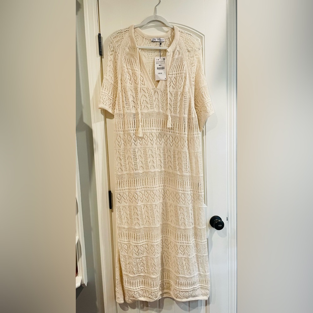 Cream Crochet Knit Dress
